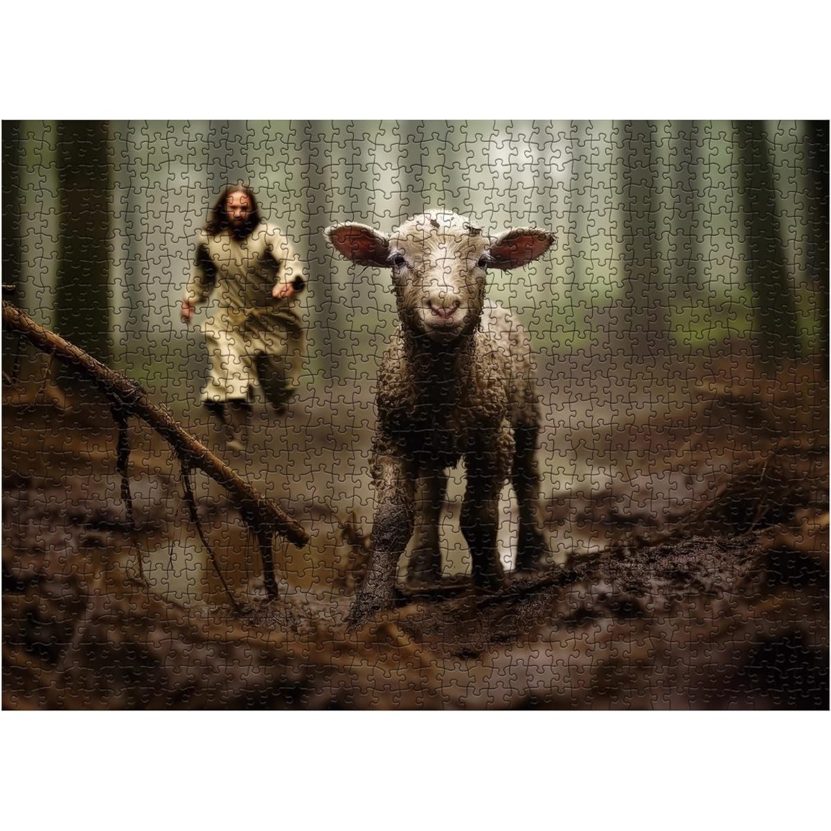 Christian Puzzle for Adults 1000 Piece Jesus Religious Jigsaw Puzzle Lamp Sheep Puzzle Living Room Mural