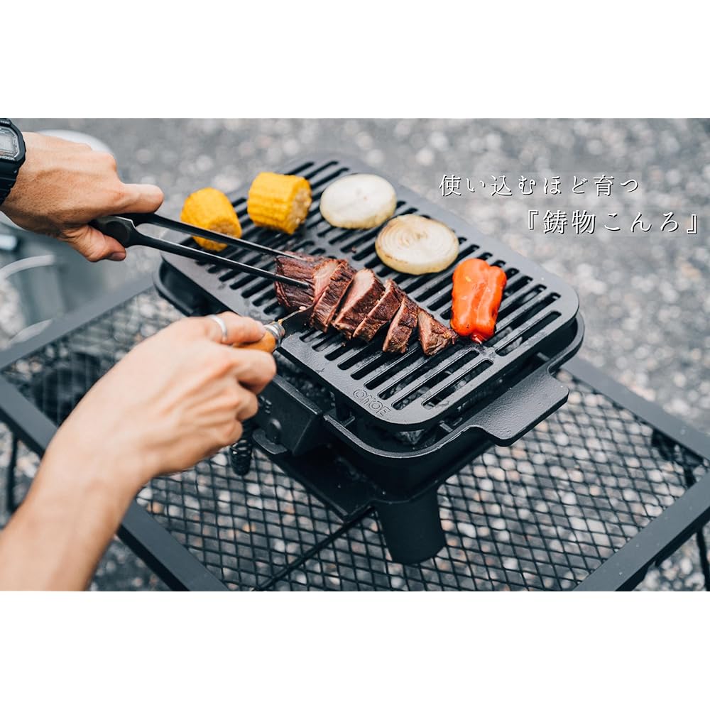 Onoe Seisakusho (ONOE) Square Iron Casting Stove/Cast Grill 2937 G-CI-1607 Barbecue Stove Brings out the flavor of food from the core through heat conduction Effective for replenishing iron content Creates beautiful grill marks Heat is distributed evenly