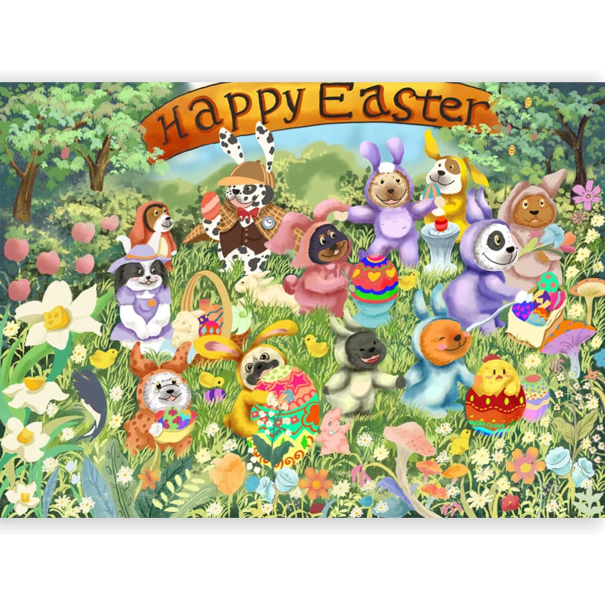 Easter Jigsaw Puzzle 500 Pieces for Adults - Easter Party Colorful Rabbit Egg Puzzle