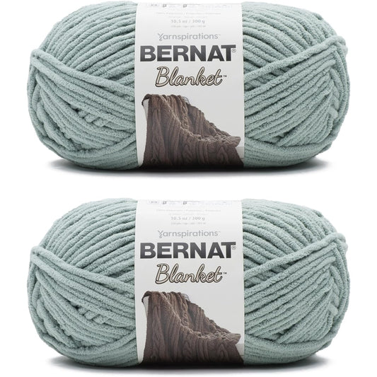 Bernat Blanket Misty Green Yarn - 2 Pack of 300g/10.5oz - Polyester - 6 Super Bulky - 220 Yards - Knitting/Crochet