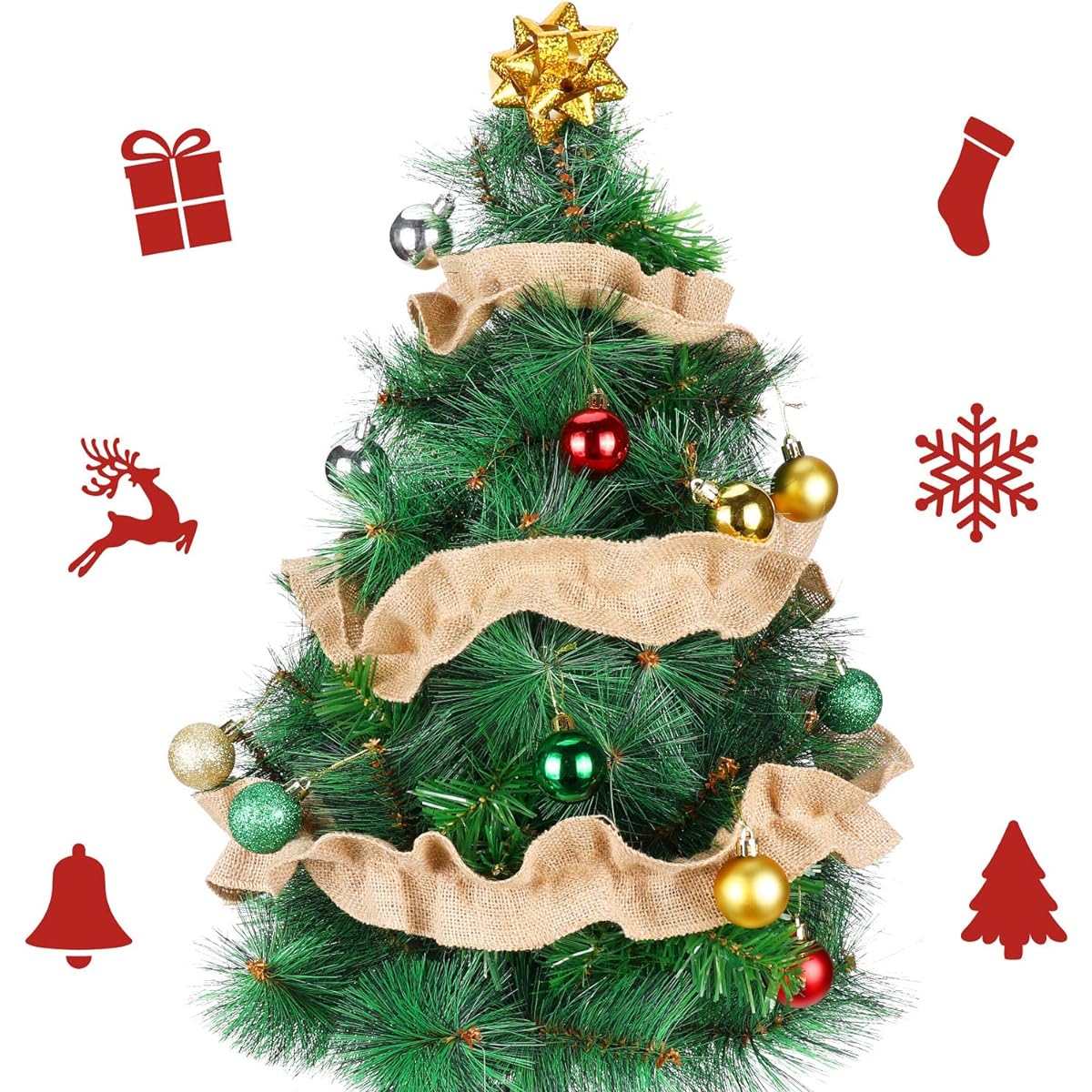 Tatuo 4 Pieces 9ft Fabric Craft Ribbon Rustic Ribbon Garland Christmas Tree Hanging Ribbons Christmas Party Supplies