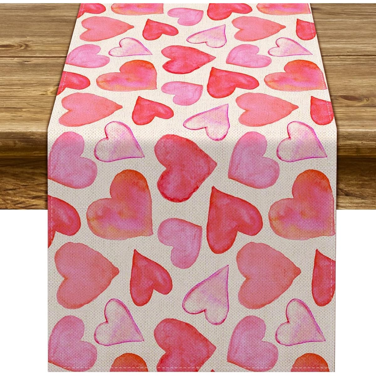 Valentine's Day Table Runner Romantic Anniversary Party Decorations Pink Red Love Hearts Kitchen Dining Room Home Decorations (13" x 108")