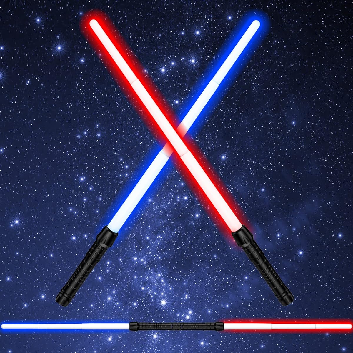 Lightsabers for Kids Light Up Saber FX Dual Sword Set with Motion Sensor Sounds Galaxy Warfighter and Warrior Halloween Party Christmas Gift Birthday Present (2 Pack)