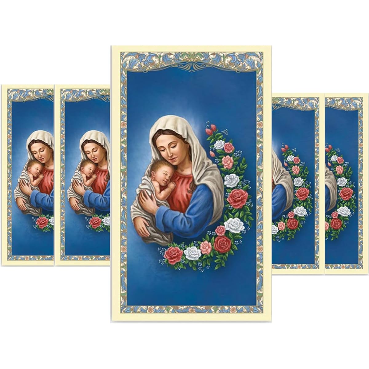 Mother's Heart Sacred Cards with St. Therese Prayer on the Back, Mary and Baby Jesus for Sunday School, Church, Mass, 2 3/8 x 4 1/8 Inch, Pack of 5