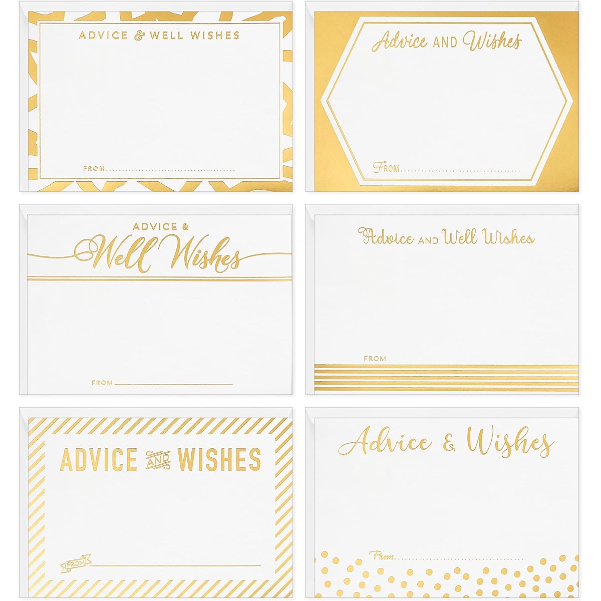 Hallmark Wedding Advice and Well Wishes Note Cards Gold and White (Pack of 36)