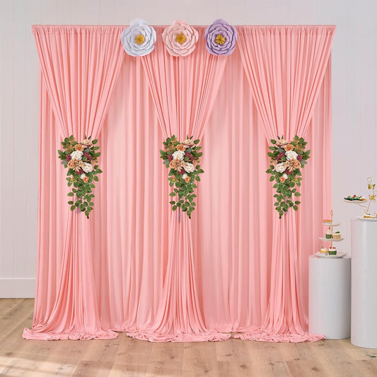 10ft x 20ft Wrinkle Free Blush Pink Backdrop Curtain Panels Polyester Photography Background Drape Wedding Party Home Decoration Supplies