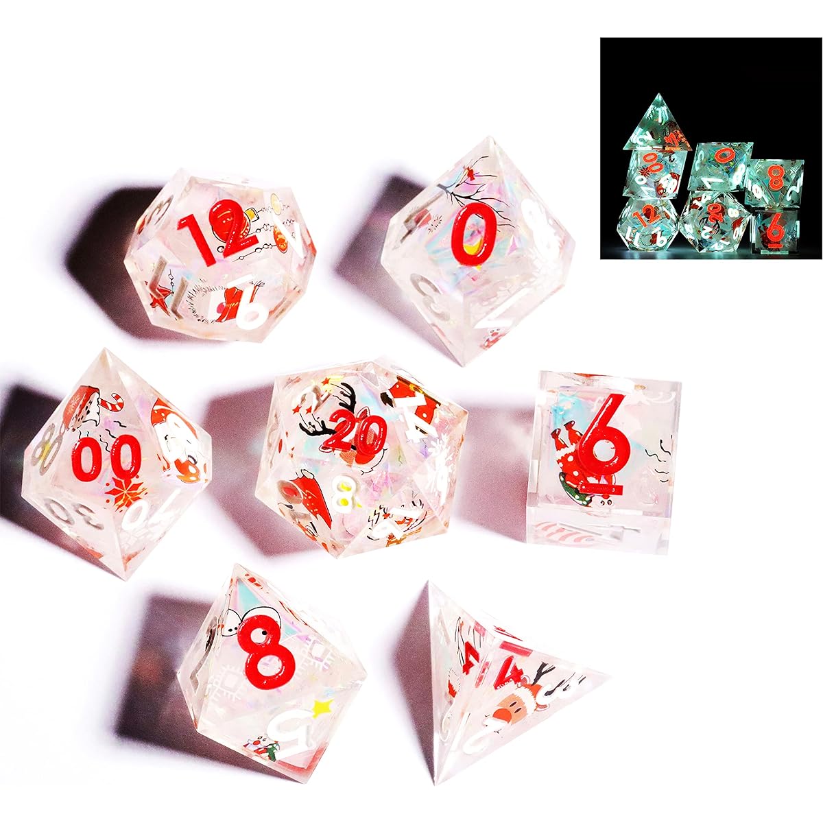 MINI PLANET DND Dice Polyhedral Dice Sharp Dice Galaxy Dice Glitter Dice Handmade Dice Handmade Dice Dispel Dice (Christmas Dice 2)