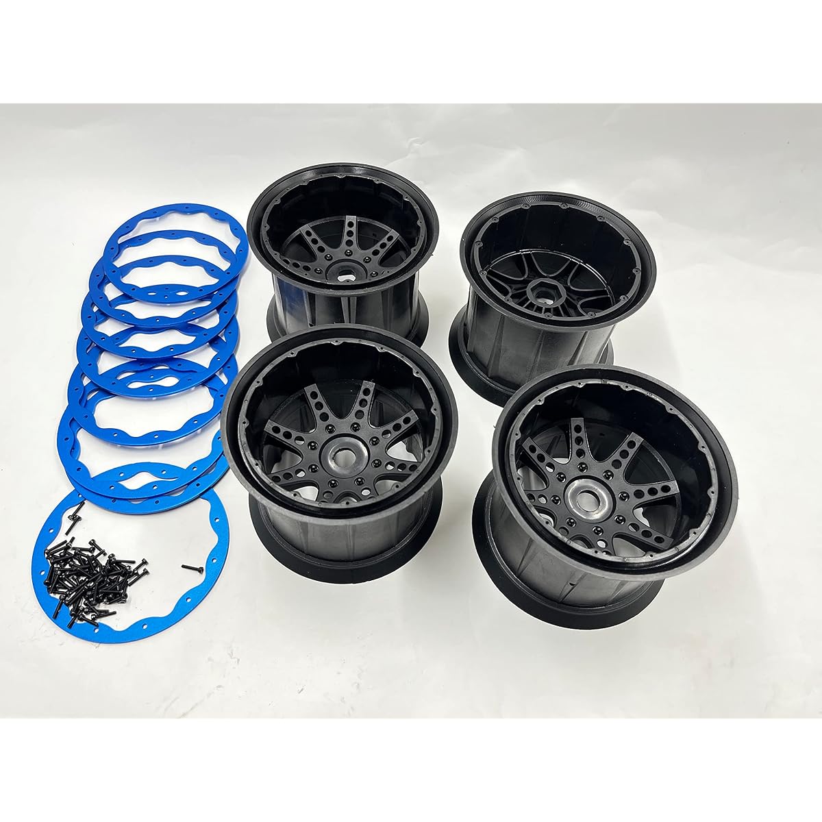 SF 202316 EMOX 3.8" Rim 4 Beadlock Ring Wheel (Black) for 1/8 Axle Cross RC EMOX ARRMA KRATON HPI Savage FS Tank HSP 94880 HNR H9901 Mars-X GP EP MT Truck