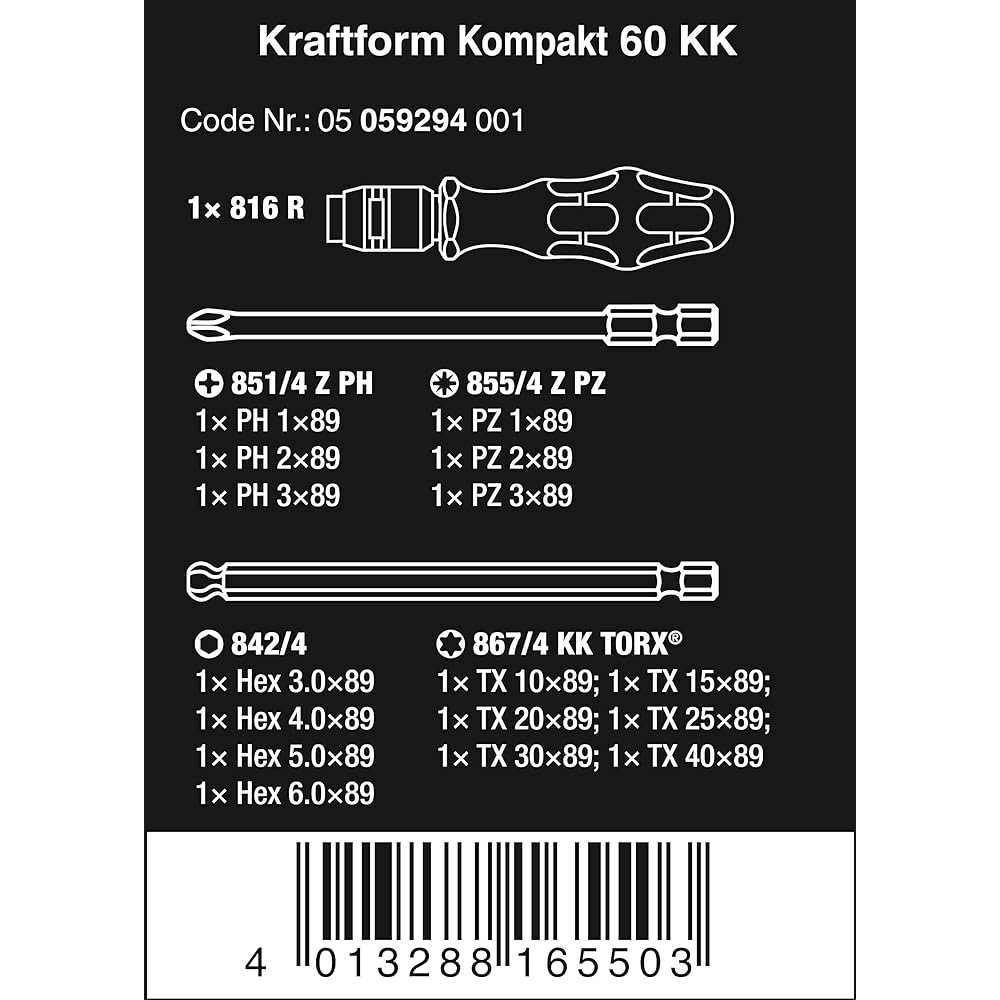 Wera 05059294001 | Tool set Kraftform Kompakt 60 KK 17-piece set [Japanese regular import product]