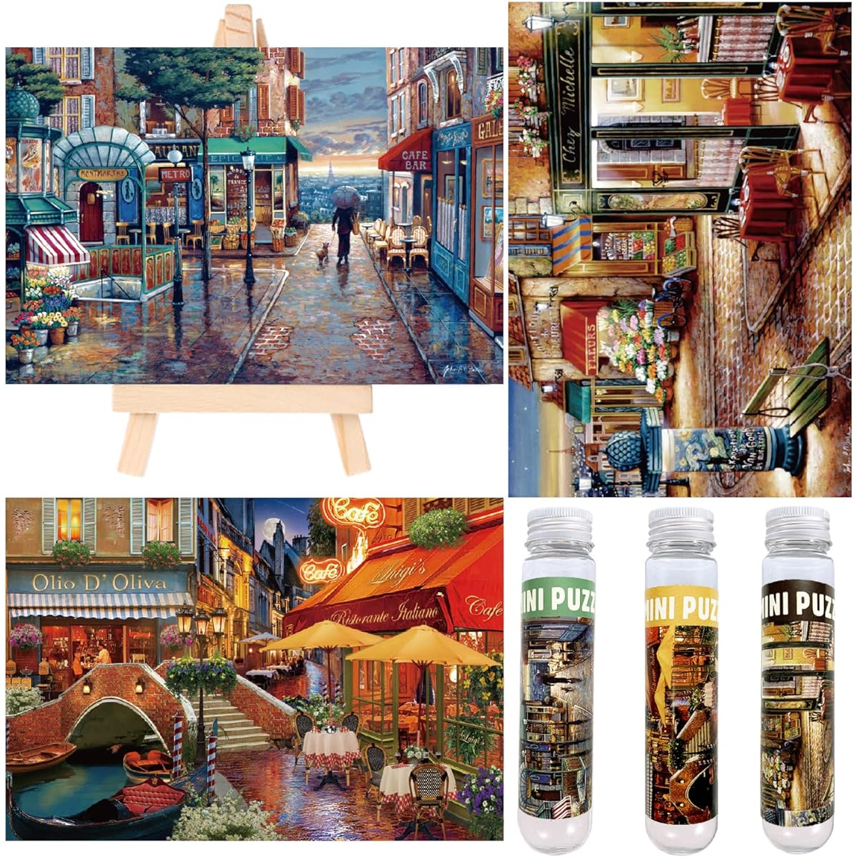 Small Jigsaw Puzzle for Adults 150 Piece Vintage Cityscape Mini Jigsaw Puzzle Oil Painting Challenging Mini Puzzle Small Jigsaw Puzzle 6 x 4 Inch 3 Piece Mini Easel Included