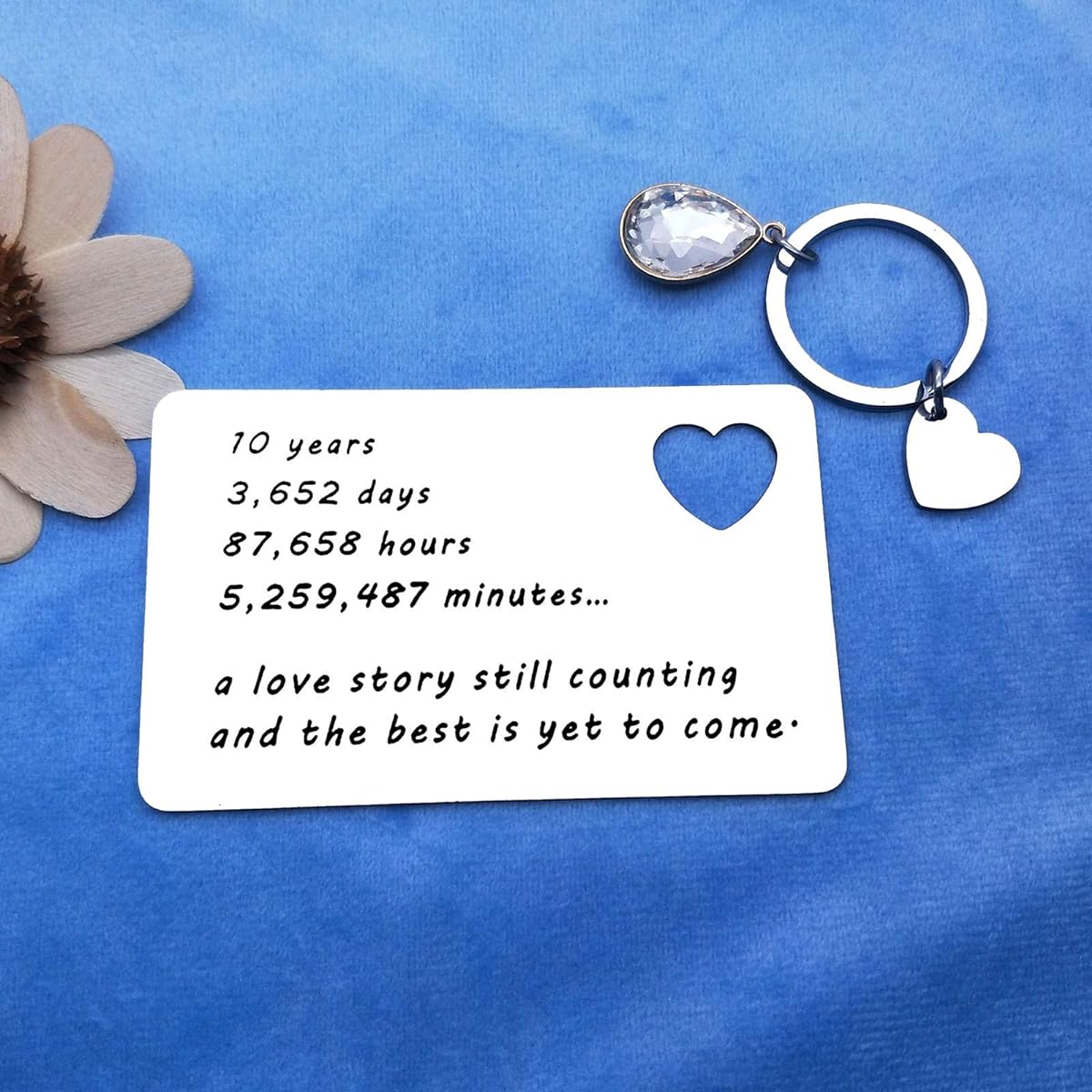 10th Anniversary Wallet Card Gifts for Couples Anniversary Wedding Valentine's Day Husband Gift Love Story Keychain Birthday Gift Anniversary Cards for Dedication Him Man Her