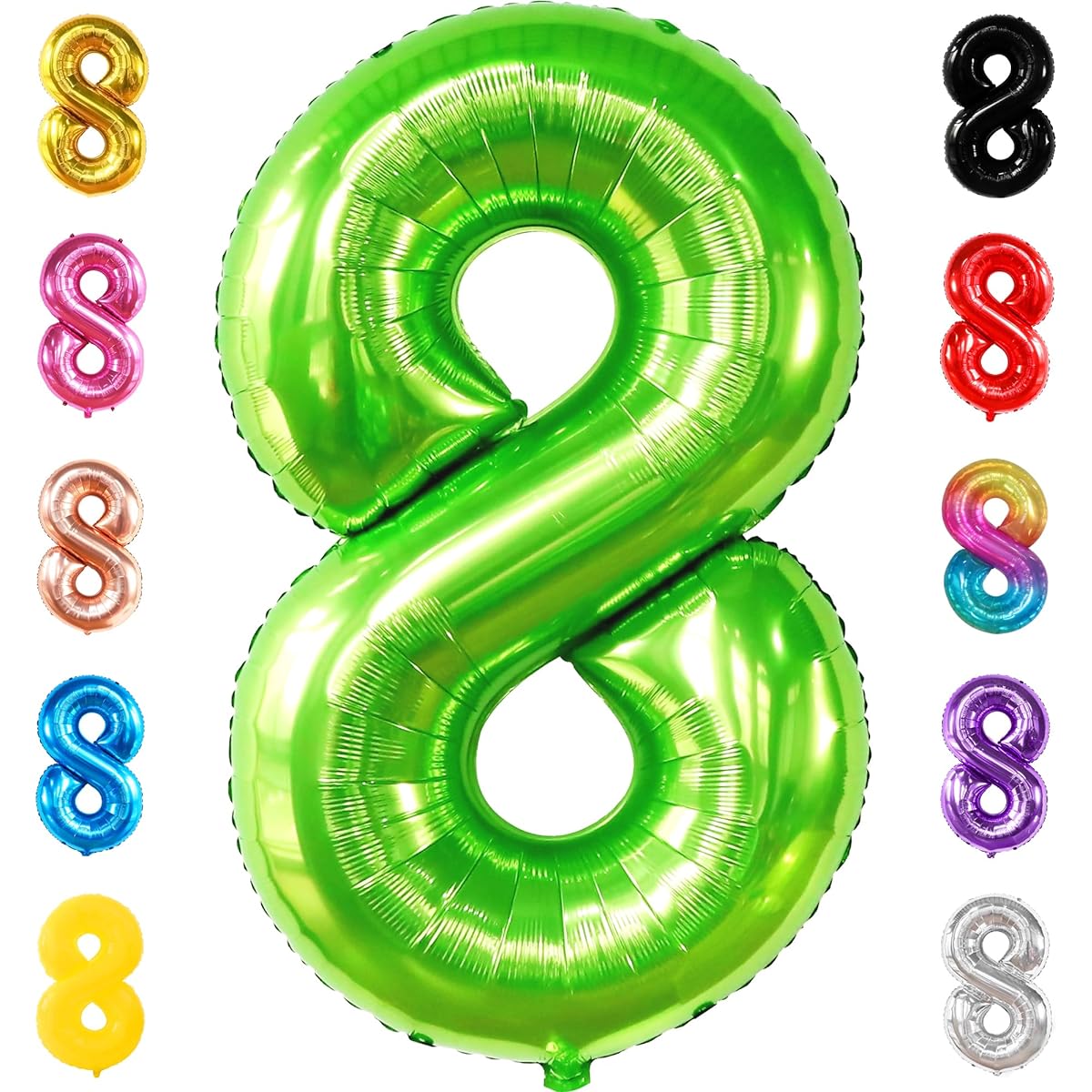 Light green number 8 foil balloon