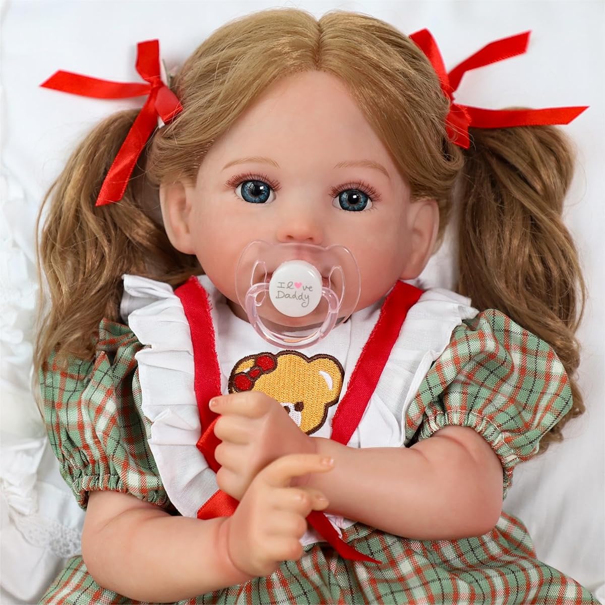 SCOM Reborn Baby Doll Girl - Stella 22" Lifelike Newborn Baby Doll with Weighted Soft Cloth Body and Blue Eyes, Adorable Realistic Reborn Doll for Ages 3+