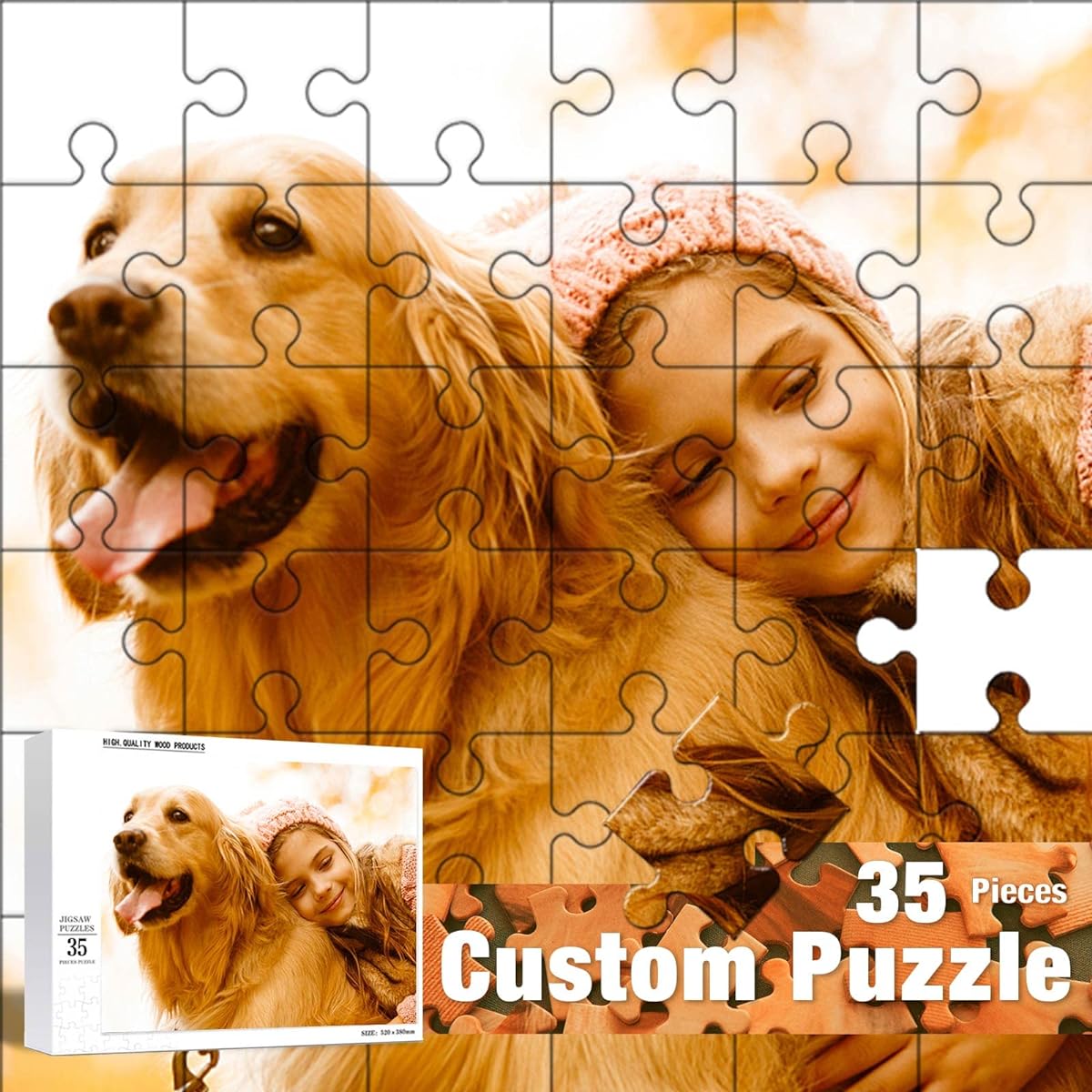 Custom Puzzle Custom Puzzle from Photo - Jigsaw Puzzle Picture Puzzle 35 70 120 200 300 500 520 1000 Pieces for Adults and Kids Birthday Christmas Halloween Valentine's Day Wedding Gift ALBK