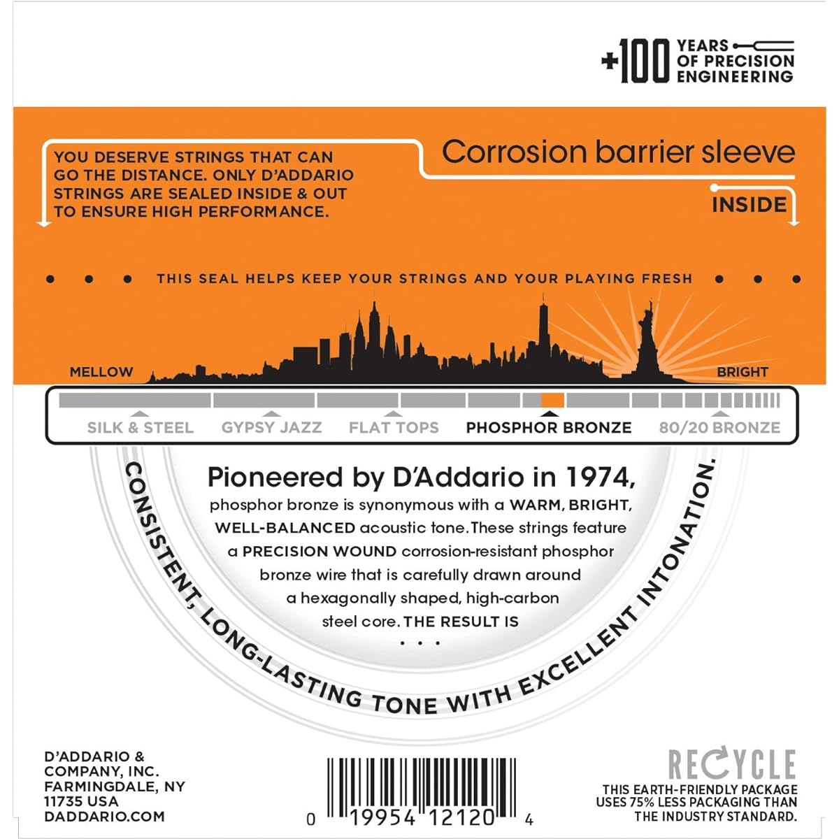 D'Addario Acoustic Guitar Strings Phosphor Bronze Extra Light 12 Strings .009-.045 EJ41 x 10 Set [Domestic Genuine Product]