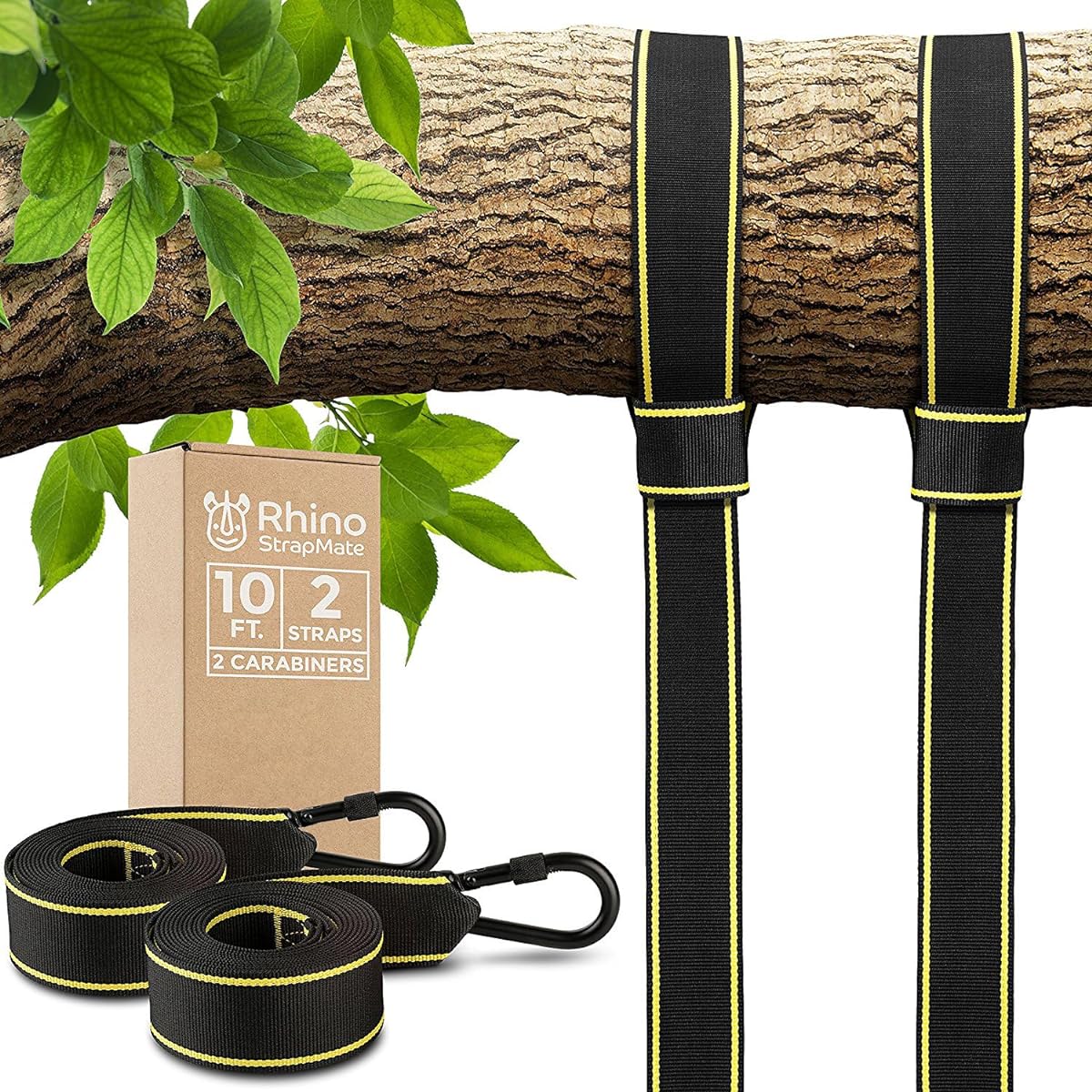 Tree Swing Straps Hanging Kit - Two 3m Straps, Holds 1270kg (SGS Certified), Fast & Easy Way to Hang Any Swing - Outdoor Swing Hangers - Rhino StrapMate