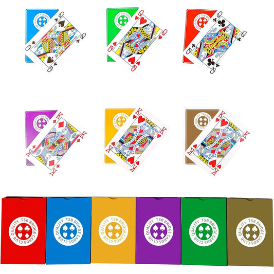 TSB Standard Printed Bridge Cards 12 Deck Pack - 6 Colors Regular Printed Bridge Playing Cards - Comes with Single Box for Easy Storage (2 Red, 2 Blue, 2 Purple, 2 Grey, 2 Green, 2 Yellow Regular)