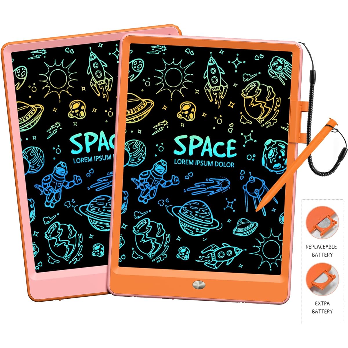 SIXGO LCD Writing Tablet 2 Pack 10 Inch Colorful Painting Pad Reusable Doodle Board with Erase Button Educational Gift for 3 4 5 6 7 Years Toddler Kids Boys Girls (Combination-Color)