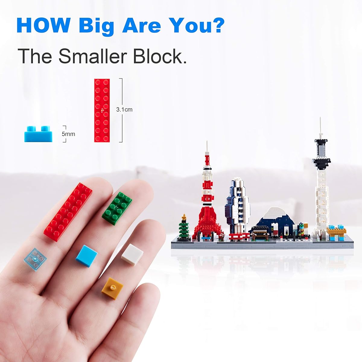 KLMEi Architecture Set Micro Mini Blocks Japan Tokyo Skyline Building Kit Famous Landmark Collection Model Set for Adults 1880 Pieces