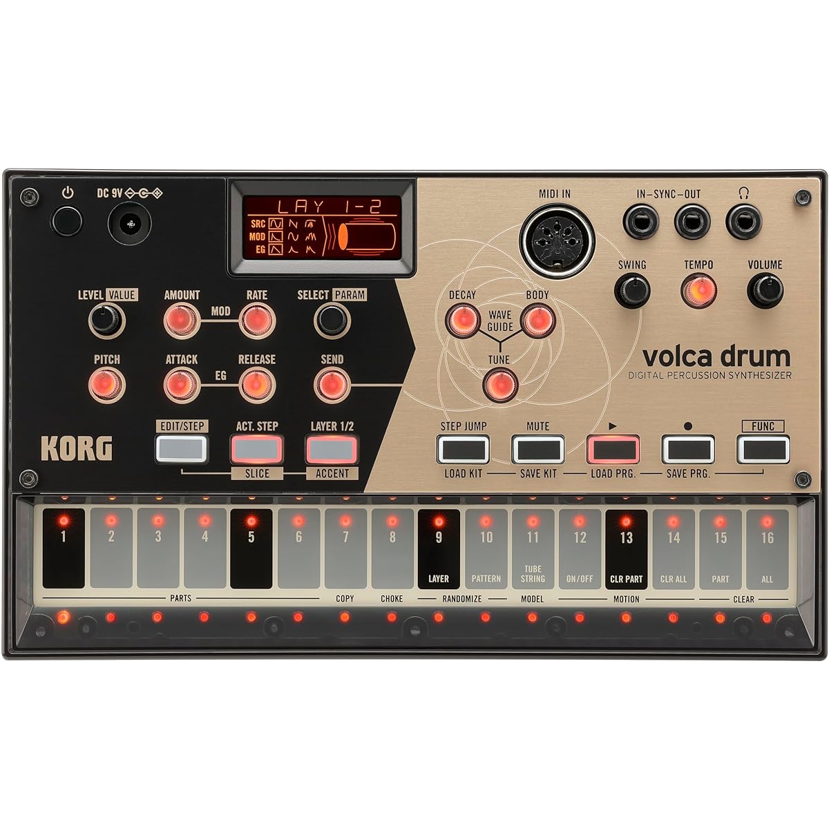 KORG Digital Percussion Synthesizer Volca Drum Rhythm Machine Built-in Speaker Compact size that can be used with headphones Compact size that can be used anywhere