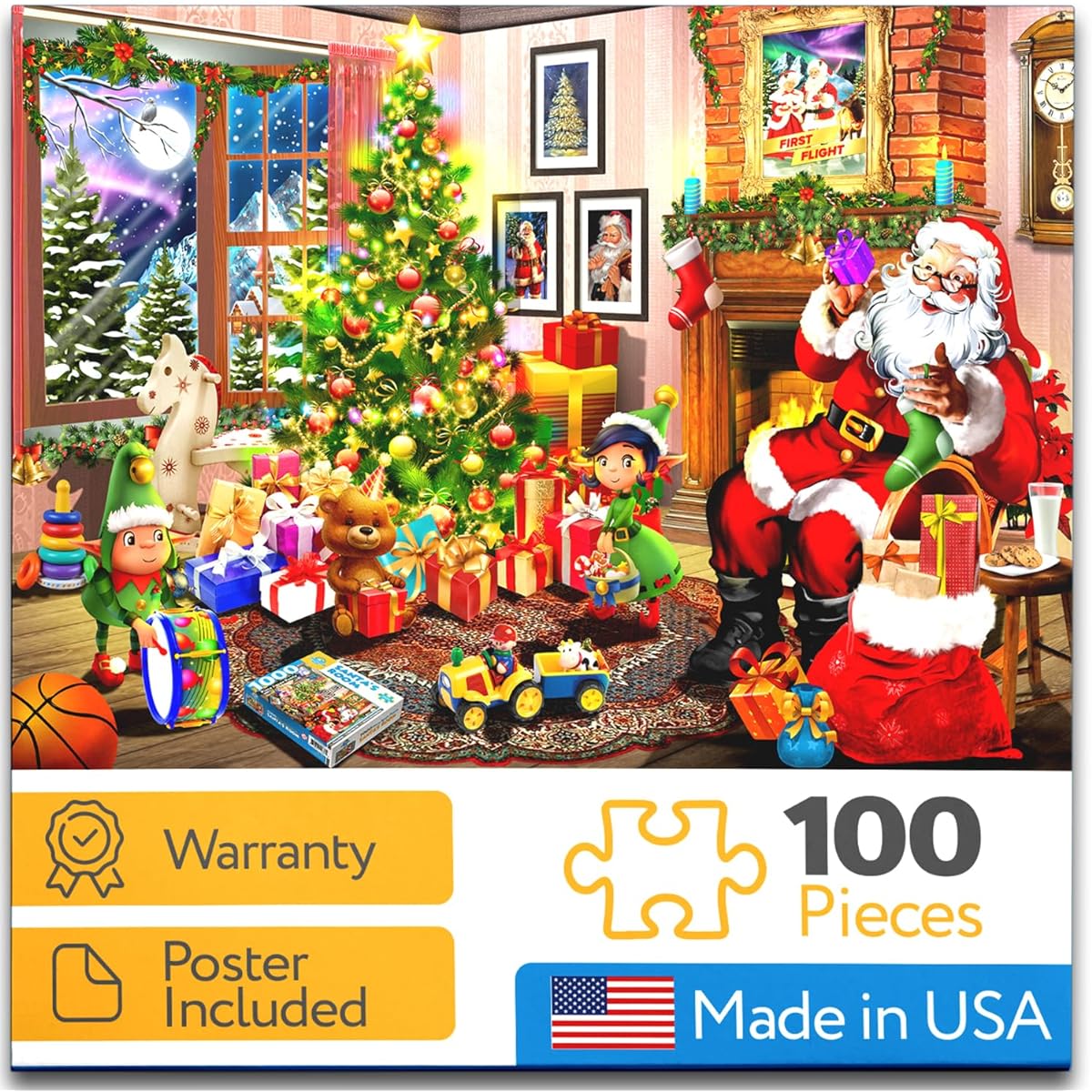Puzzles for Kids Ages 8-10 Christmas Puzzle Santa's Room Kids Puzzle Ages 6-8 100 Piece Puzzle for Adults 100 Piece Puzzle for Kids 100 Piece Puzzle for Kids Made in the USA