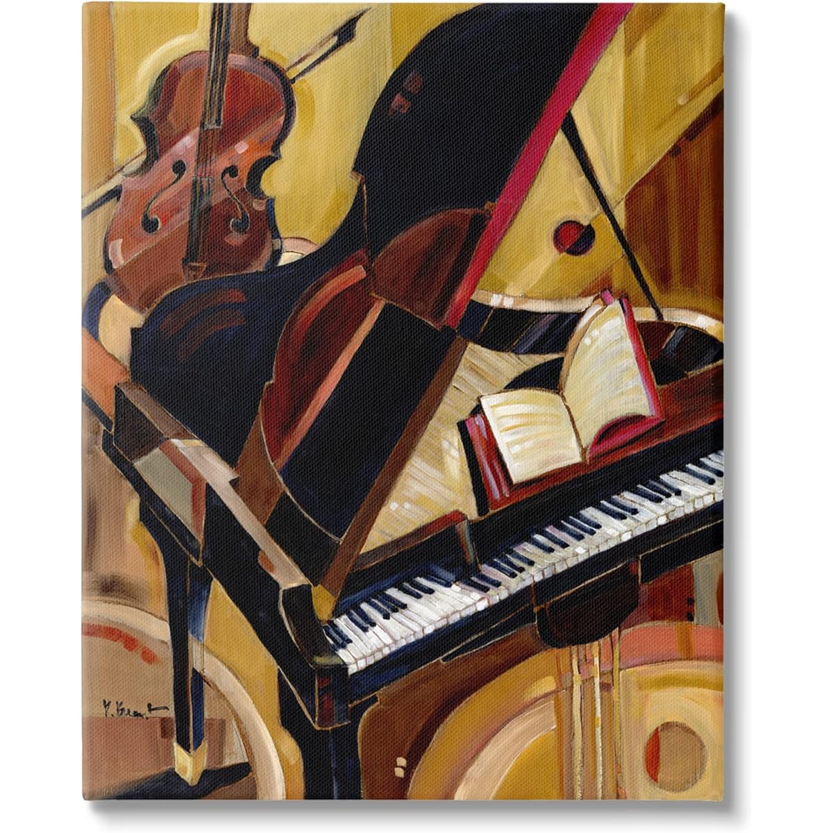 Stupell Industries Musical Instruments Modern Piano Canvas Wall Art Designed by Paul Brent