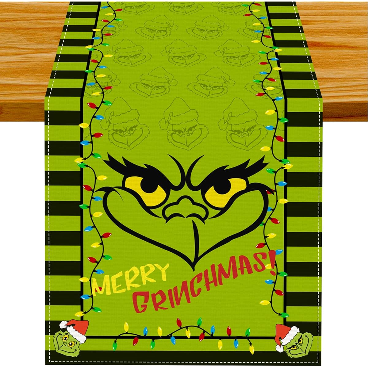 FARMNALL Linen Green Christmas Table Runner Merry Christmas Tablecloth Christmas Christmas Winter Holiday Home Kitchen Dining Room Table Decoration 13x72 Inch