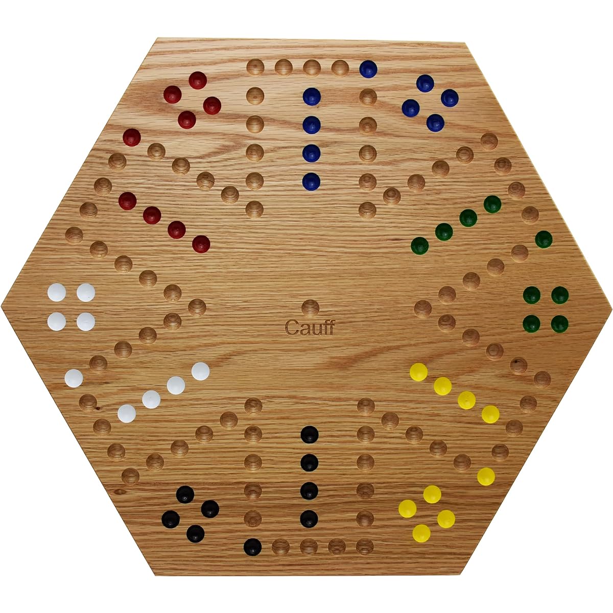 Solid Oak Double Sided Marbles Aggravation Board Game Hand Painted 16 Inch