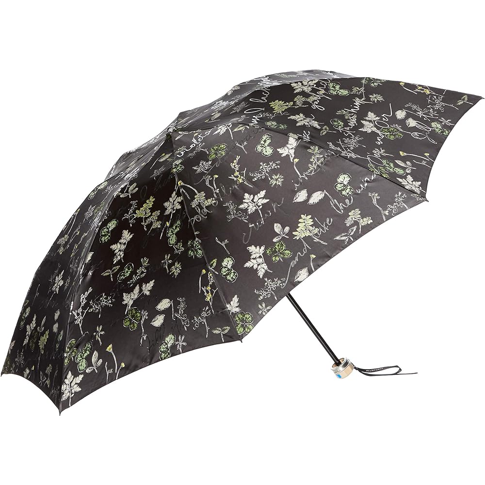 [Jill Stuart] AURORA JI-17731-31 Botanical foil letter print satin carbon 8 ribs folding umbrella ladies