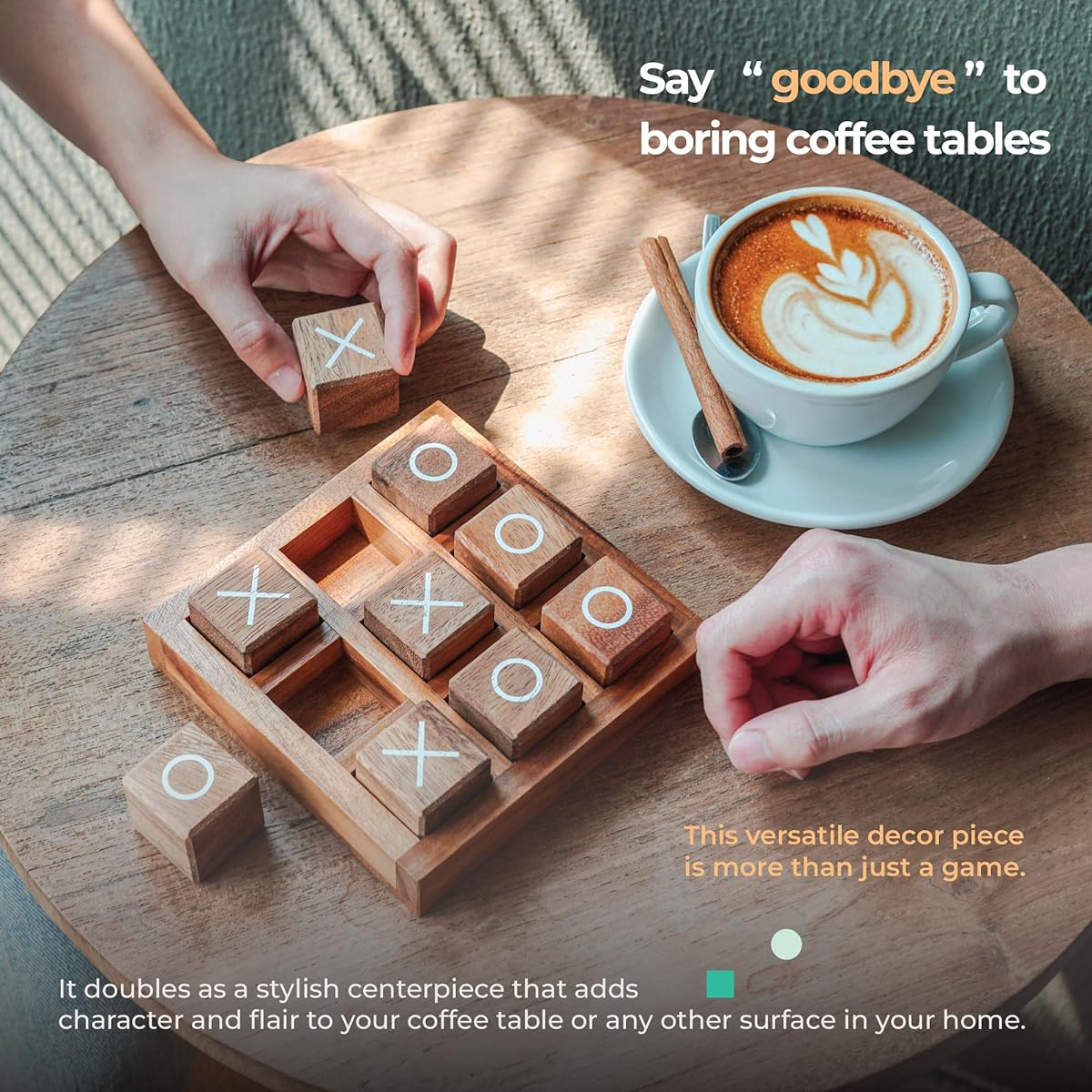 Tic Tac Toe Game Kids and Family Board Game 3D Living Room Decor Coffee Top Table Game Decor Family Game Night Classic Board TicTacToe