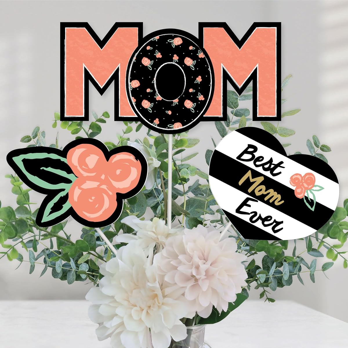 Best Mom Ever - Mother's Day Centerpiece Sticks - Table Toppers - Set of 15