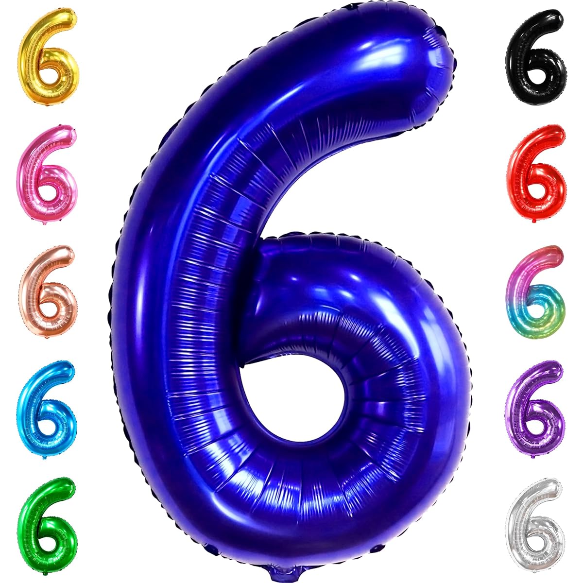 Giant Navy Blue Number 6 Balloon - 40 Inch | Foil Navy Blue 6 Balloons Number | 6 Balloons | 6 Balloons Boys Balloons | 6th Birthday Decorations | 6th Birthday Balloons Party