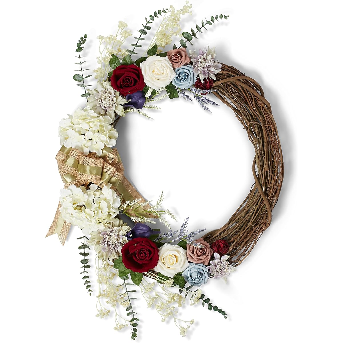 VADCAD 24" All Seasons Wreath - Front Door Wreath - Artificial Rose - Welcome Wreath - Farmhouse Decor for Home - Modern Home Decor