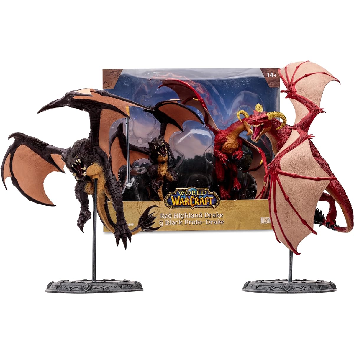 WORLD OF WARCRAFT McFarlane Toys Red Highland Drake and Black Protodrake 2 Pack 1:12 Scale Pose Figure