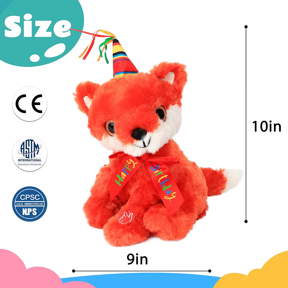 Cuteoy Musical Birthday Fox Stuffed Animal Dancing Stuffed Shaking Head Singing Turn Circle Interactive Anime Kids Girls Boys Birthday Gift 10 Inch