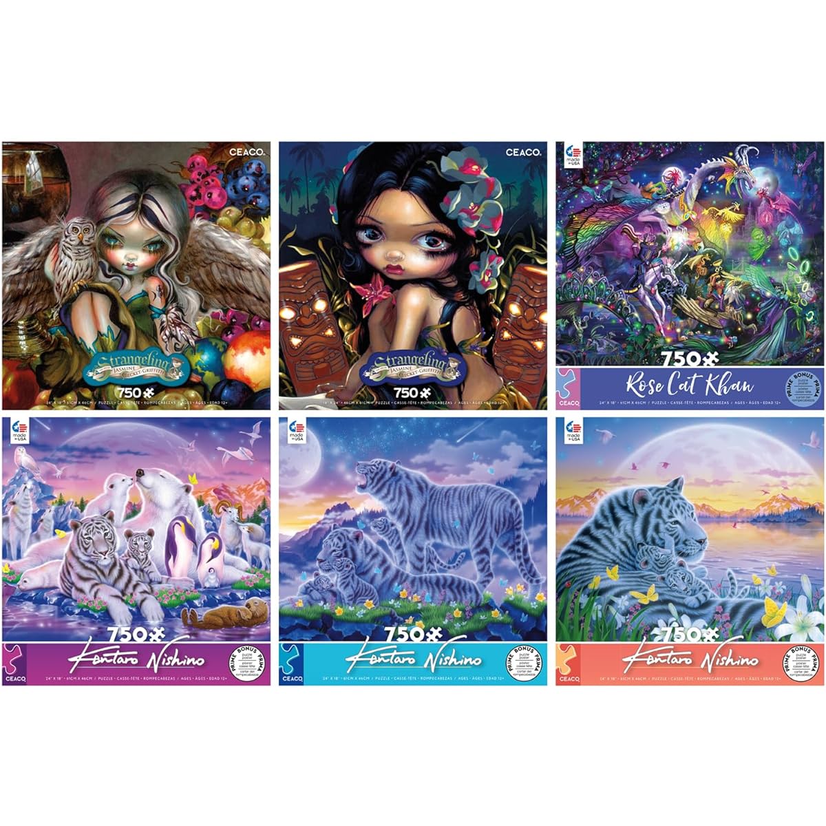 Ceaco | Fantasy | 750 Piece Jigsaw Puzzle Value Pack Bundle #2 | Limited Edition | Includes 6 Puzzles | Puzzles for Adults