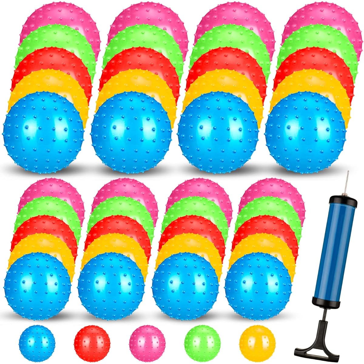 Knobby Balls 7" 4.72" Inflatable Sensory Spiky Balls for Kids Bouncy Balls Fun Tactile Sensory Balls Massage Stress Balls for Gym Parties