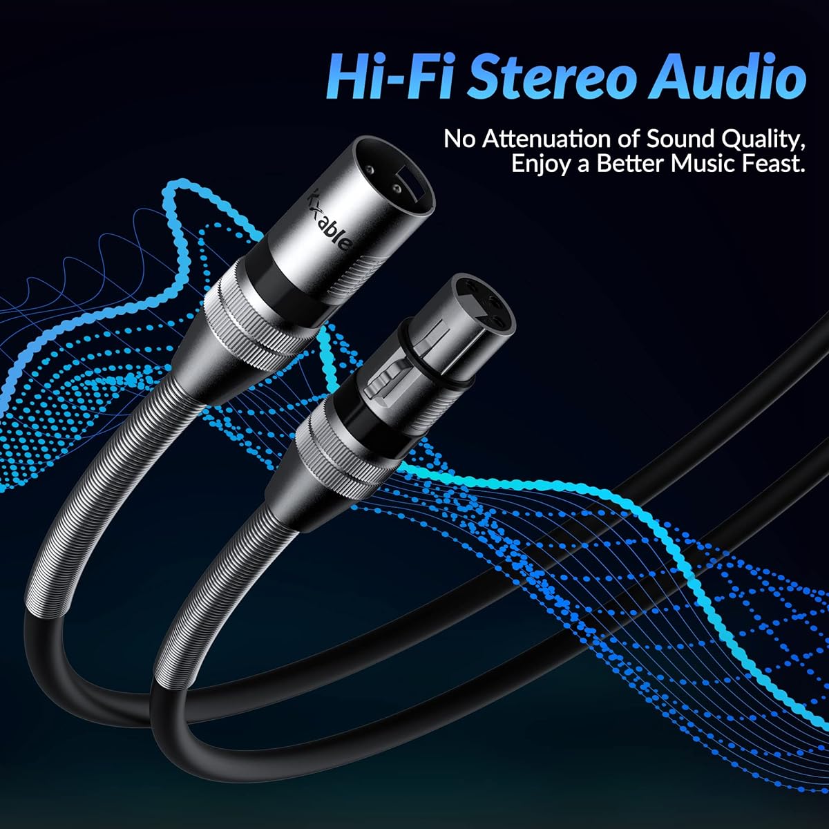 XLR Cable 15 Feet (Pack of 10) 22AWG Zinc Alloy Shell XLR Male to Female Heavy Duty Cable 3 Pin Balanced Shielded Microphone Cord Durable Flexible Patch XLR Cable Metal Spring SR-Black