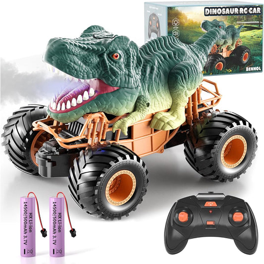 Bennol Remote Control Dinosaur Car 2.4Ghz Radio Control Truck for Toddlers Electric Hobby RC Car Toy with Lights & Sound Sprays Birthday Gift for 3 4 5 6 7 8 Years Old Kids Boys Girls