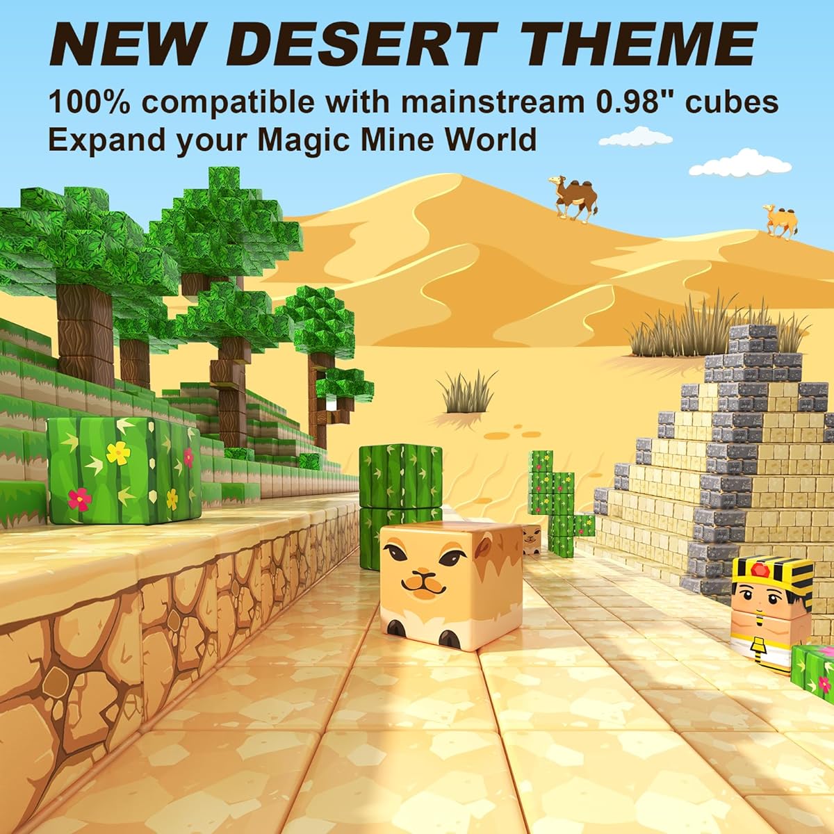 Compatible Magnetic Blocks Kids Toys, Simulated Mine Mag World Building Craft, Desert Construction Toys, Magnetic Toy Refill Pack, Game Gifts for Boys, Girls Ages 3+