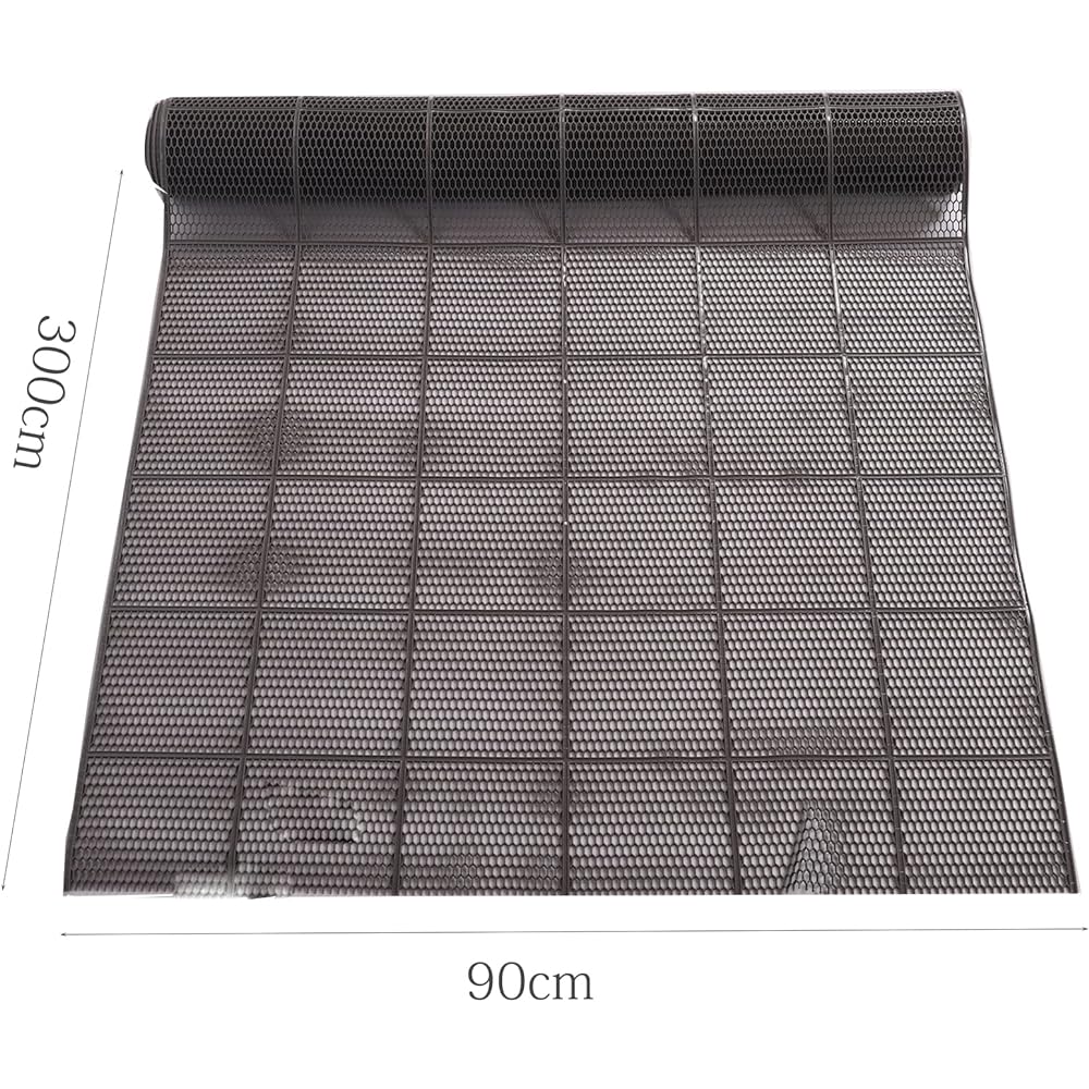 sumunior Outdoor Indoor Non-Slip Mat, Mat, 300x90cm, PVC Sheet, Drainage Rubber Floor Mat, Perforated Rubber Mat, Entrance Mat, Possible, Fall Prevention, Mud Removal, Parking Lot, Mat, For Aisles, Corridors, Baths, Baths (90x300cm, Honeycomb Pattern)