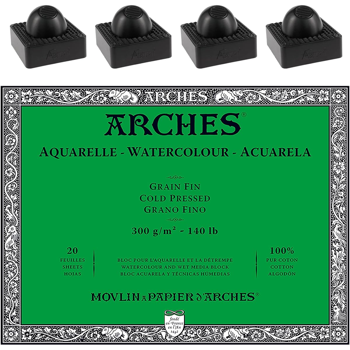 Arches Watercolor Paper Blocks Cold Pressed 140lb 18x24 Inch Upsyde Angle Lift 4 Pack
