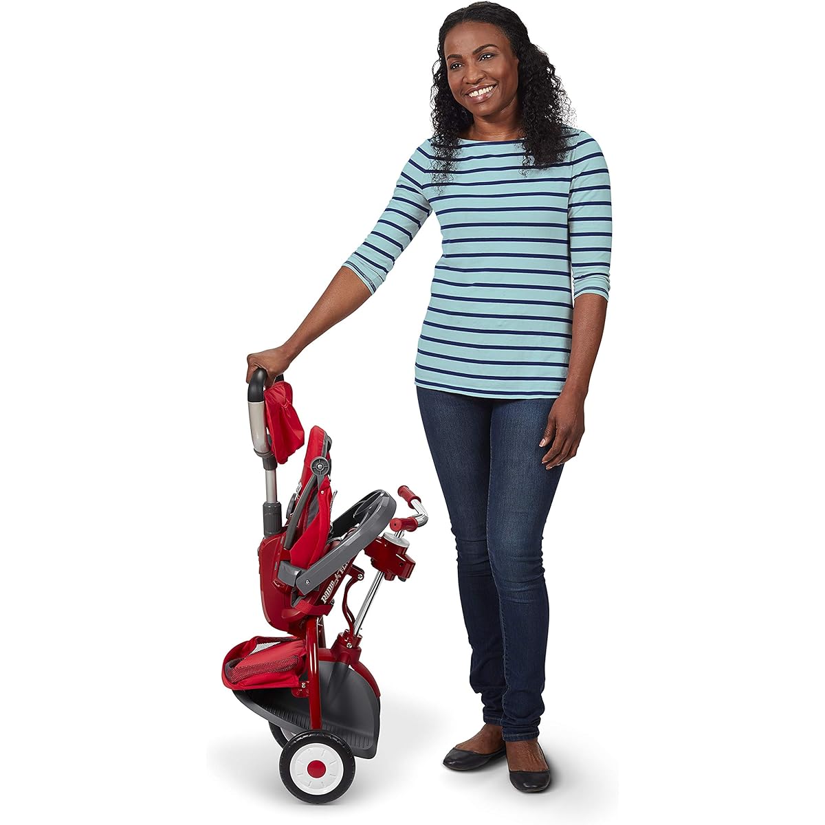 Radio Flyer Deluxe EZ Fold 4-in-1 Stroll 'N Trike, Red Tricycle, Toddler Bike