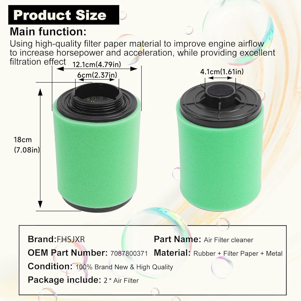 FHSJXR 2 Pack 707800371 Air filter cleaner CAN-AM Outlander Max 450 570 650 8000R Outlander L MAX 2012-2019 RENEGADE 1000 1000R 570 For 500 400 X4 6X6 2012-2018