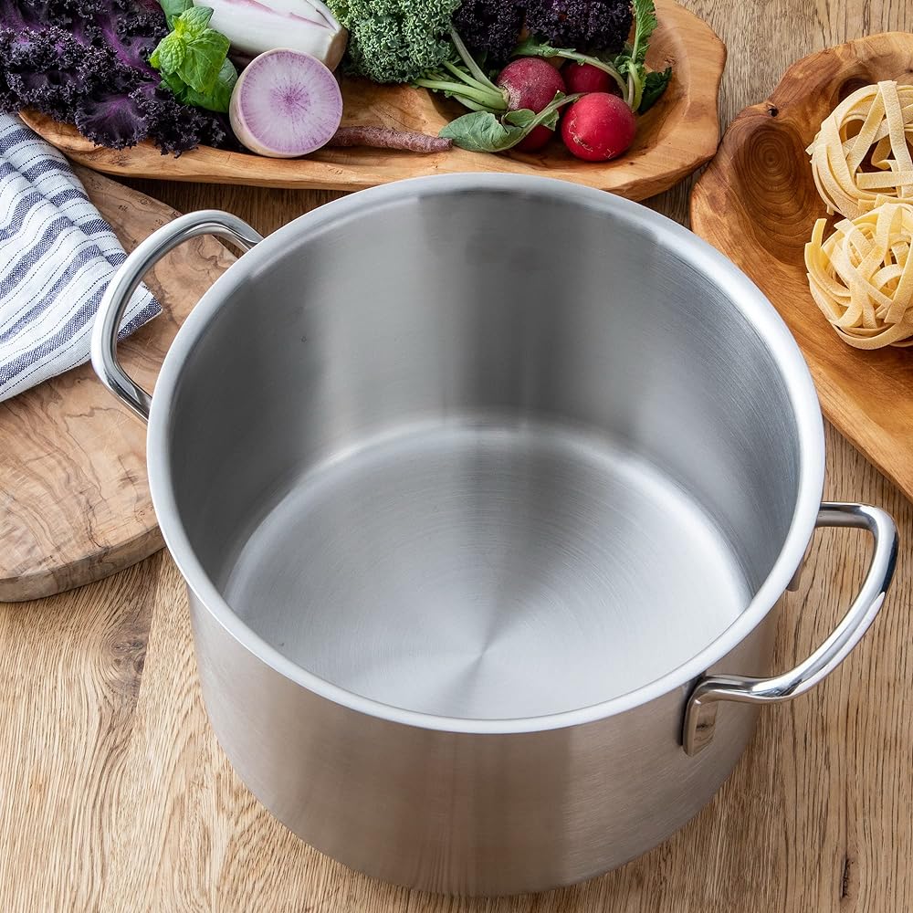Endo Shoji Commercial Murano Induction Half Body Pot 24cm (No Lid) IH Compatible 18-8 Stainless Steel AHVA303