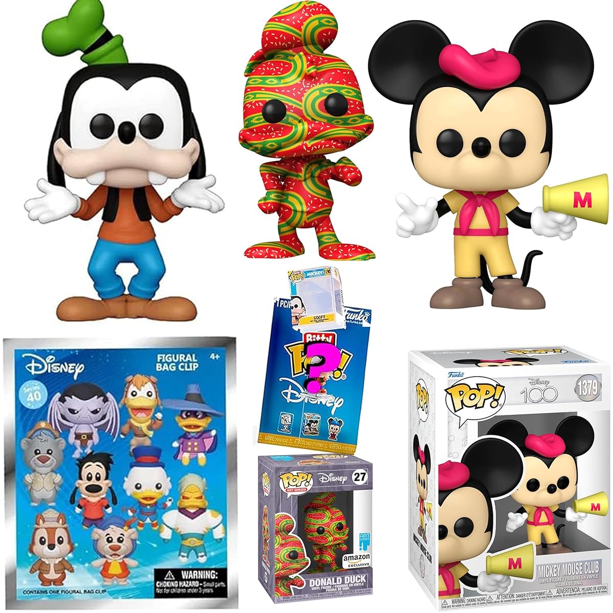 Troop Disney Pop Cover Figures Donald Exclusive Art + Goofy 90's Afternoon 3D Hanger Blind Bag + Mickey Mouse & Friends Club + Bitty Blind Bag 5 Piece Set