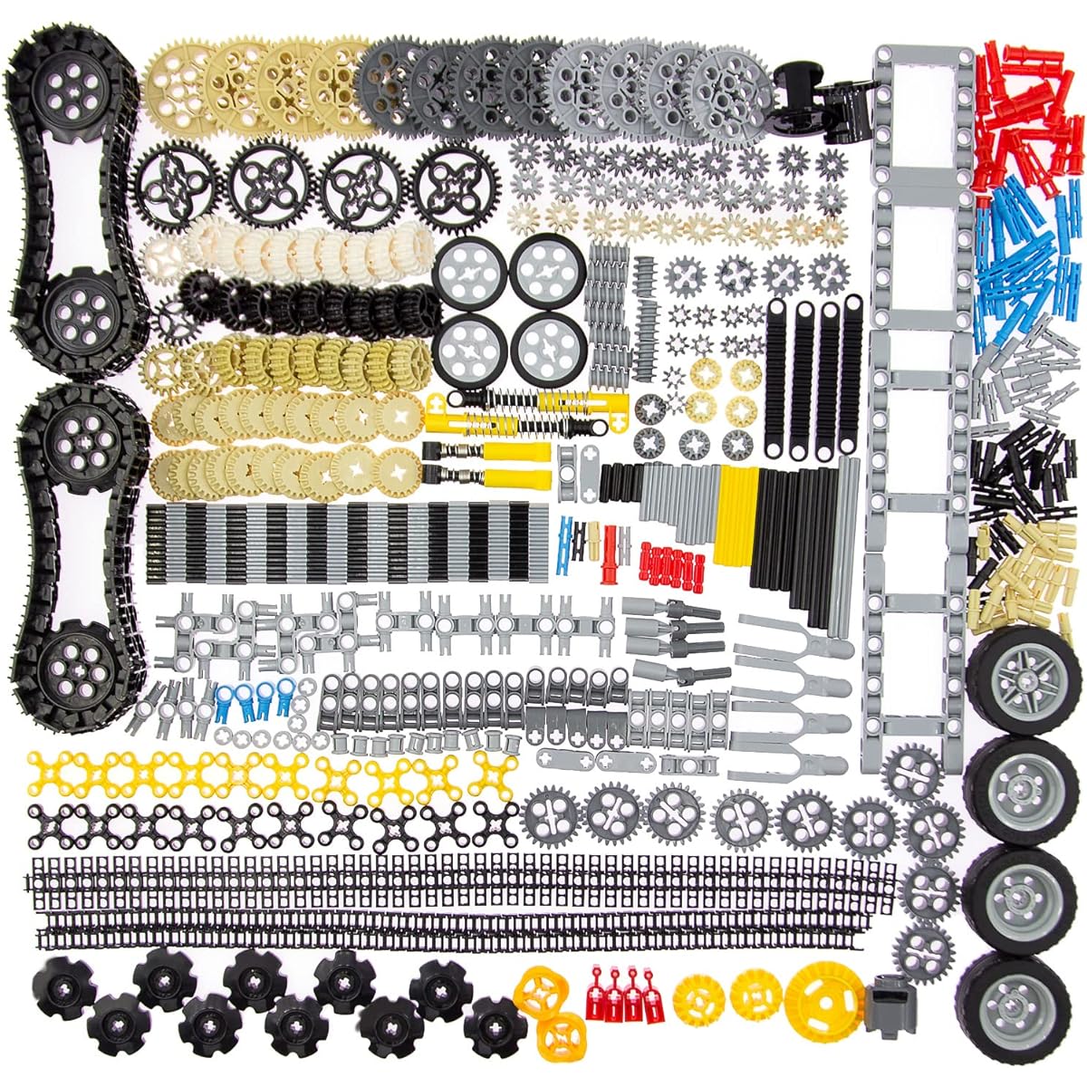 844pcs Technic Parts Gear Axle Set for Lego Blocks, Wheels Chain Link Pins Connector Joints Truck Tank Wheels Shock Absorber Steering Shaft Moc STEM ROBOT DIY