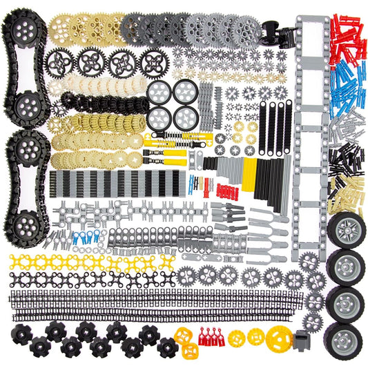 844pcs Technic Parts Gear Axle Set for Lego Blocks, Wheels Chain Link Pins Connector Joints Truck Tank Wheels Shock Absorber Steering Shaft Moc STEM ROBOT DIY