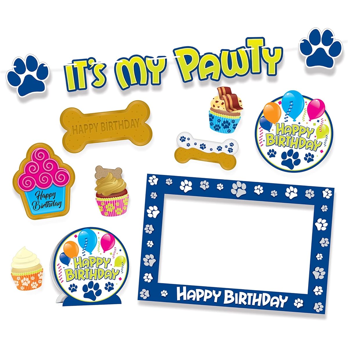 Dog Birthday Blue Party Kit - 10pcs