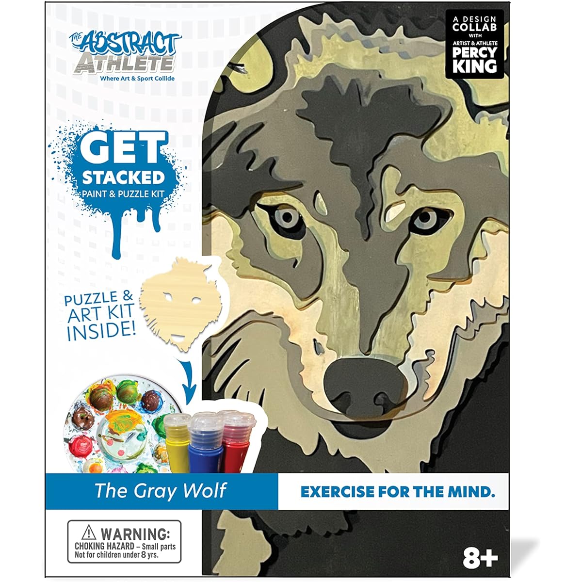 BeginAgain Abstract Athlete Get Stack Paint & Puzzle Art Kit - Grey Wolf